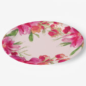 Romantic Fuchsia Flowers Party Paper Borden Papieren Bordje (Gekanteld)