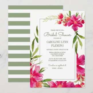 Romantic Fuchsia Green Floral Vrijgezellenfeest Kaart