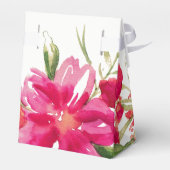 Romantic Fuchsia Green Waterverf Floral Wedding Bedankdoosjes (Achterkant)