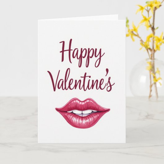 Romantic Fuchsia Lips Card Kaart (Gele Bloem)