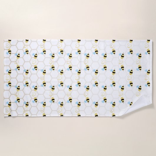 Romantic Funny Two Honeybees In Love Design Strandlaken (Voorkant)