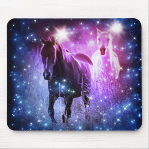 Romantic Galaxy blue paarse sterren Galloping Hors Muismat