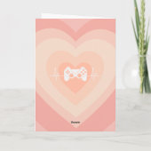 Romantic Gamer Peach Layered Heart Cute Joystick Kaart (Achterkant)