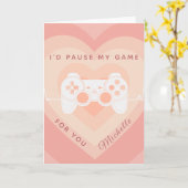 Romantic Gamer Peach Layered Heart Cute Joystick Kaart (Gele Bloem)