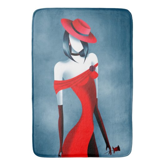 Romantic Gangster Lady met Roos Bath Mat (Voorkant Verticaal)