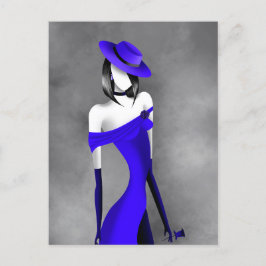 Romantic Gangster Lady with Rose Postcard Briefkaart