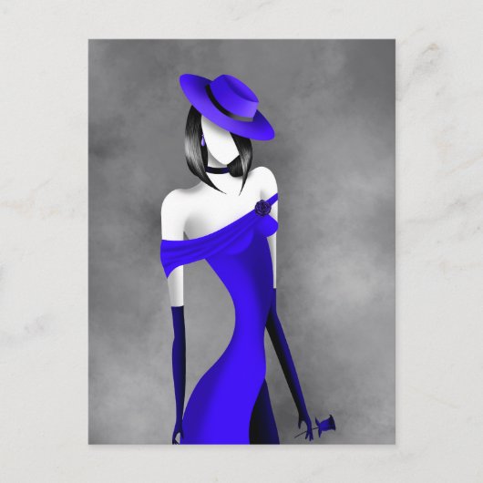 Romantic Gangster Lady with Rose Postcard Briefkaart (Voorkant)