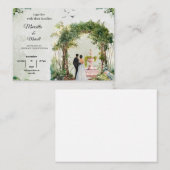 Romantic Garden Arch Watercolor Wedding Invitation Notitiekaartje (Voorkant / Achterkant)