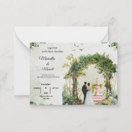Romantic Garden Arch Watercolor Wedding Invitation Notitiekaartje