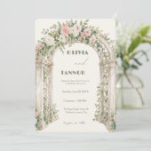 Romantic Garden Arch Wedding Invitation – Elegant Kaart (Staand voorkant)