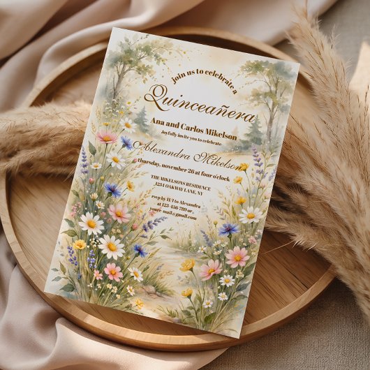 Romantic Garden Bloom Quinceañera Kaart