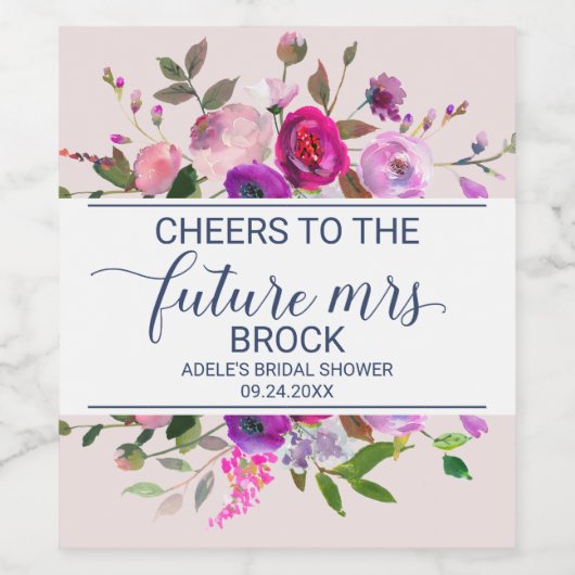 Romantic Garden Cheers to the Future Mrs. Wijn Etiket (Enkel label)