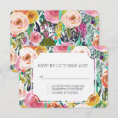 Romantic Garden Colorful Flowers RSVP (Voorkant / Achterkant)