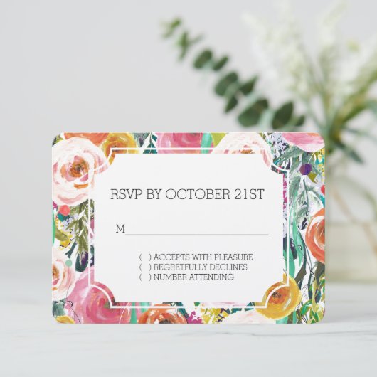 Romantic Garden Colorful Flowers RSVP (Staand voorkant)