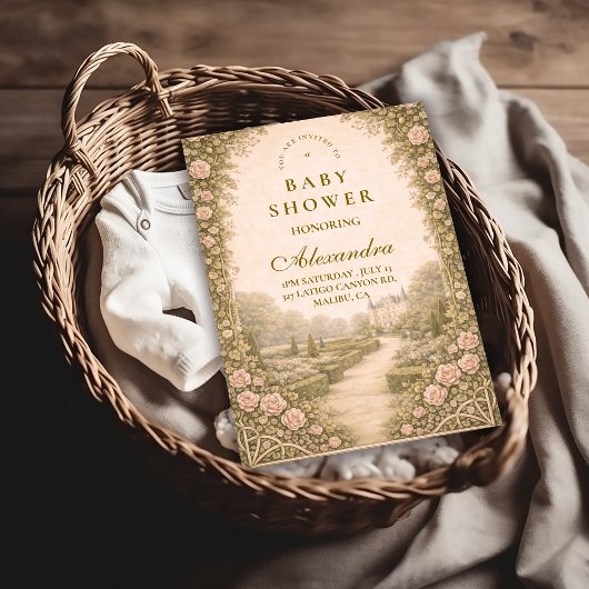 Romantic Garden Estate Path Baby Shower Kaart