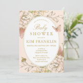 Romantic Garden Floral Baby Bee Girl Shower Kaart (Staand voorkant)