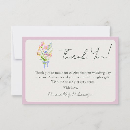 Romantic Garden Floral Wedding  Bedankkaart (Voorkant)