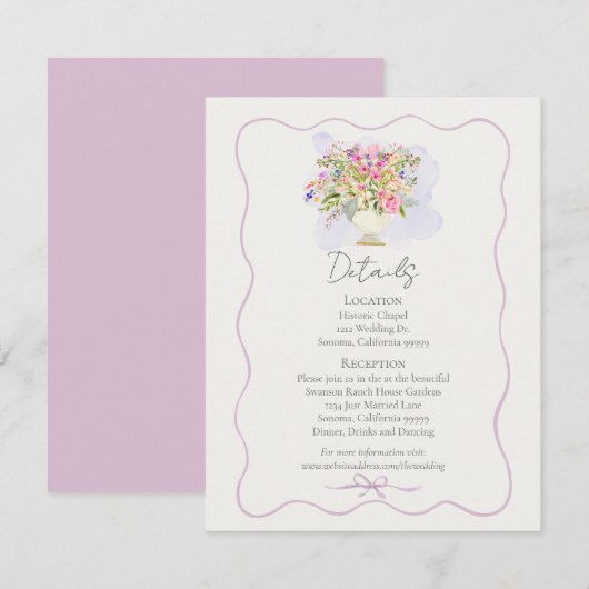 Romantic Garden Floral Wedding  Informatiekaartje (Voorkant / Achterkant)