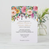 Romantic Garden Floral Wedding Kaart (Staand voorkant)