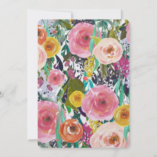 Romantic Garden Floral Wedding Kaart (Achterkant)