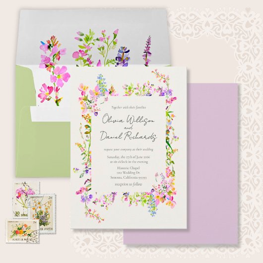 Romantic Garden Floral Wedding  Kaart