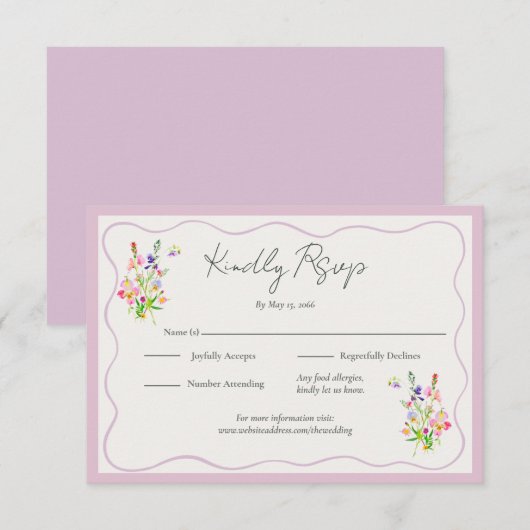 Romantic Garden Floral Wedding RSVP Kaartje (Voorkant / Achterkant)