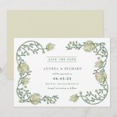 Romantic Garden Floral Wedding Save The Date (Voorkant / Achterkant)
