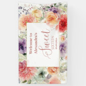 Romantic Garden Florals Sweet Sixteen Spandoek (Verticaal)