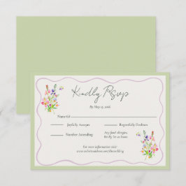 Romantic Garden Green Floral Wedding  RSVP Kaartje
