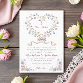 Romantic Garden Heart Wedding invitation Kaart