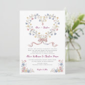 Romantic Garden Heart Wedding invitation Kaart (Staand voorkant)