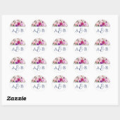 Romantic Garden Monogram Wedding Envelope Seals Ronde Sticker (Vel)