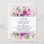 Romantic Garden Monogram Wedding Kaart (Voorkant)