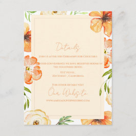Romantic Garden Peach Floral Wedding Information Informatiekaartje