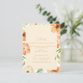Romantic Garden Peach Floral Wedding Information Informatiekaartje (Staand voorkant)