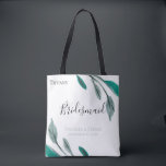 Romantic Garden Persoonlijke bridesmaid Tote Bag<br><div class="desc">Eenvoudige chic waterverf bijkantoren in sage en jade green personalized trouwparty canvas tas. Ontworpen om aan te sluiten bij ons Romantic Garden Wedding Suite Collectie.</div>