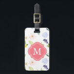 Romantic Garden Pink Waterverf Flowers Monogram Bagagelabel<br><div class="desc">Romantic Garden Waterverf Flowers Monogram</div>