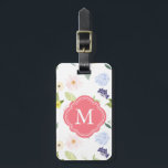Romantic Garden Pink Waterverf Flowers Monogram Bagagelabel<br><div class="desc">Romantic Garden Waterverf Flowers Monogram</div>