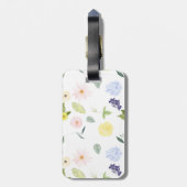 Romantic Garden Pink Waterverf Flowers Monogram Bagagelabel (Achterkant verticaal)