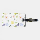 Romantic Garden Pink Waterverf Flowers Monogram Bagagelabel (Achterkant horizontaal)