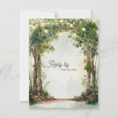 Romantic Garden String Lights QR Code Wedding RSVP Kaartje (Voorkant)