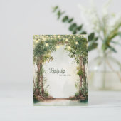 Romantic Garden String Lights QR Code Wedding RSVP Kaartje (Staand voorkant)