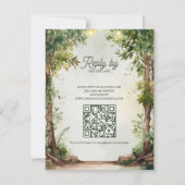Romantic Garden String Lights QR Code Wedding RSVP Kaartje (Achterkant)
