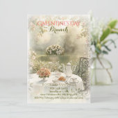 Romantic Garden Tea Galentine Brunch Soft Florals Kaart (Staand voorkant)