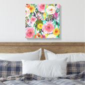 Romantic Garden Waterverf Flowers Canvas Afdruk (Insitu (Slaapkamer))