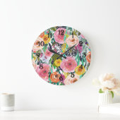 Romantic Garden Waterverf Flowers Grote Klok (Huis)