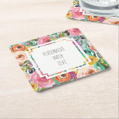 Romantic Garden Waterverf Flowers Kartonnen Onderzetters (Schuin)