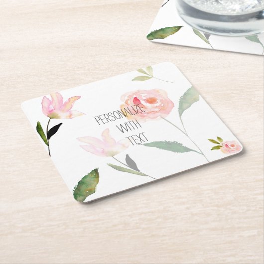 Romantic Garden Waterverf Flowers Kartonnen Onderzetters (Schuin)