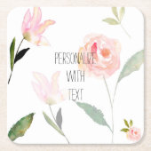 Romantic Garden Waterverf Flowers Kartonnen Onderzetters (Voorkant)