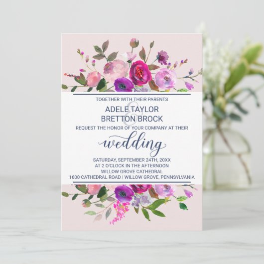 Romantic Garden Wedding Kaart (Staand voorkant)